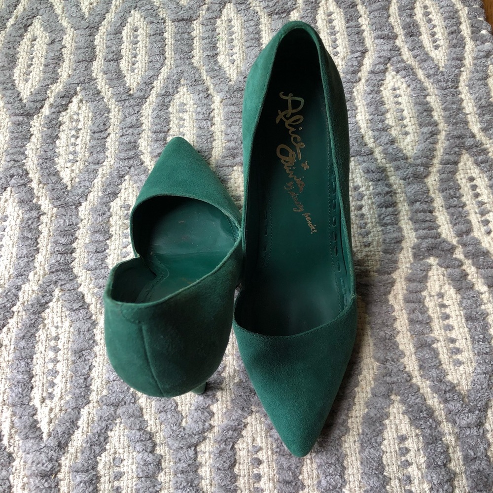 Alice and Olivia Green Suede Pumps